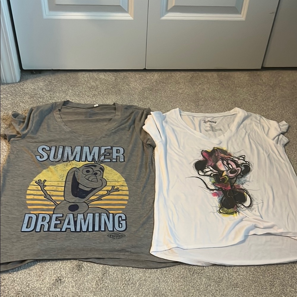 Disney T-Shirts - Gray and White with Characters